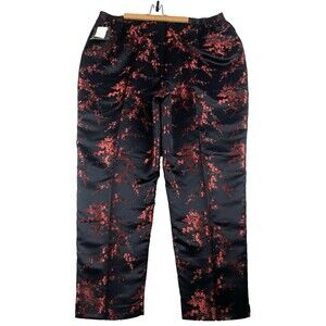 Plus Size Womens 20 Pants Black Silky Cherry Blossom Floral Print NWOT Vintage